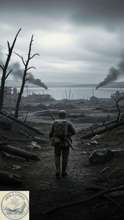 Soldier Walking Through War Zone Poster GIF