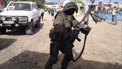 Soldier With Gun And License Plate GC-3821 AY GIF