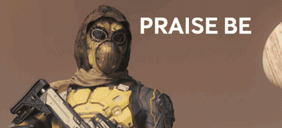 Soldier With Praise Be Text GIF