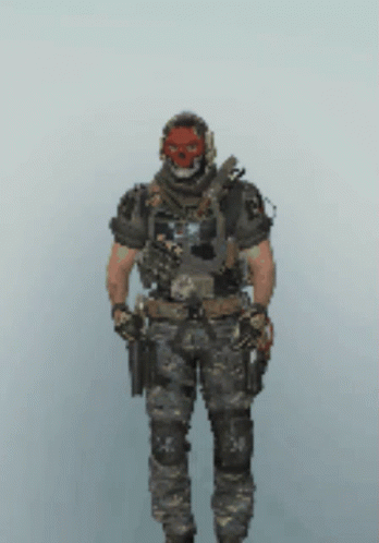 Soldier With Red Skull On Face GIF