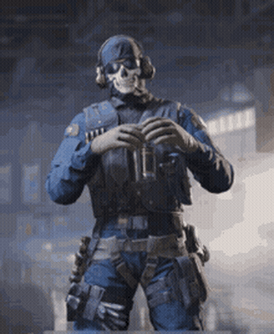 Soldier With Skull Mask Holding Beer GIF