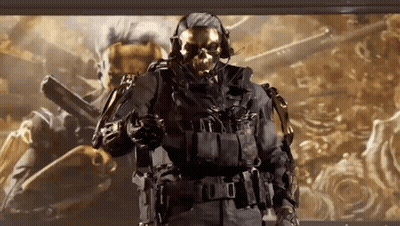 Soldier With Skull Mask Holding Gun GIF