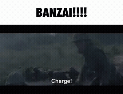 Soldier Yelling Banzai Charge GIF
