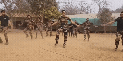 Soldiers Dancing In Dirt GIF