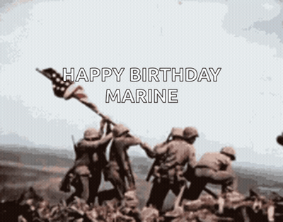 Soldiers Holding American Flag Happy Birthday Marine GIF
