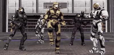 Soldiers In Armor Dancing Together GIF