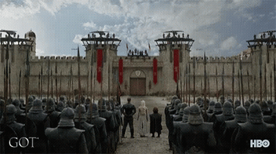 Soldiers In Front Of Castle Saying Got GIF