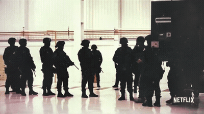 Soldiers In Front Of Netflix Sign GIF
