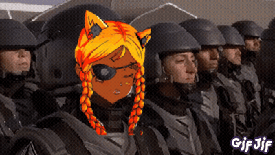 Soldiers Lined Up With Girl With Braids GIF