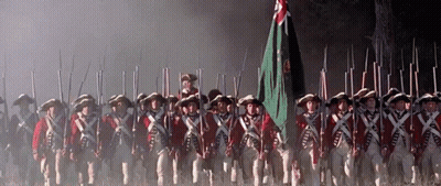 Soldiers Marching In A Line With Army Flag GIF
