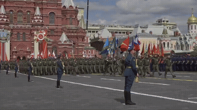 Soldiers Marching In Front Of Russian Embassy GIF