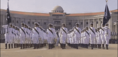Soldiers Marching In Front Of Supreme Court Building GIF