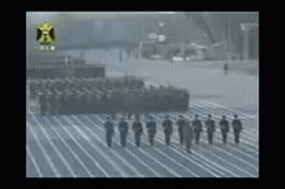 Soldiers Marching In Line On Parade Track GIF
