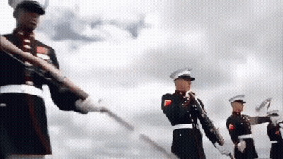 Soldiers Marching In Parade With Guns GIF