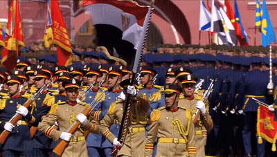 Soldiers Marching In Parade With Russia Flag GIF