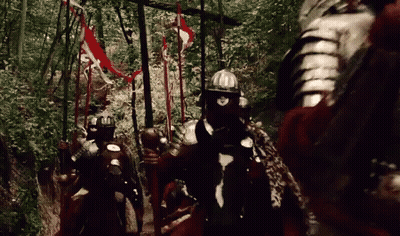Soldiers Marching Through Forest GIF