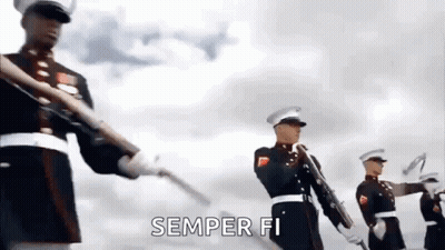 Soldiers Marching With Guns In Parade GIF