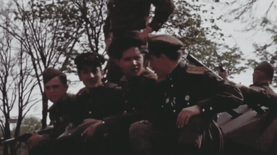 Soldiers Posing With Gold Badge GIF