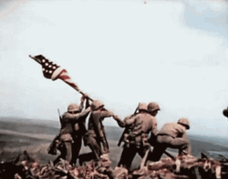 Soldiers Raising Flag During 40s