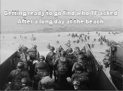 Soldiers Ready To Find Who TF Asked At Beach GIF