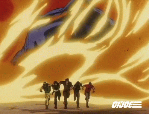 Soldiers Running In Front Of Fire GIF