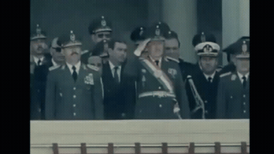 Soldiers Saluting On Balcony GIF