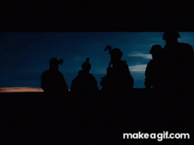 Soldiers Silhouetted Blue Sky Make A Gif.com GIF