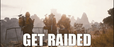 Soldiers Standing In Field Saying Get Raided GIF