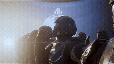 Soldiers Standing In Front Of EE Logo GIF
