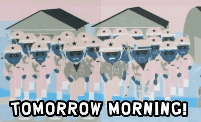 Soldiers Standing In Line Saying Tomorrow Morning GIF