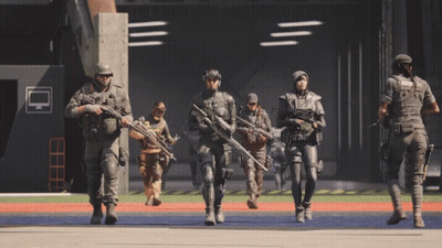 Soldiers Walking In Line With Police Uniform GIF