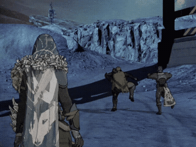 Soldiers Walking Through Snowy Landscape GIF
