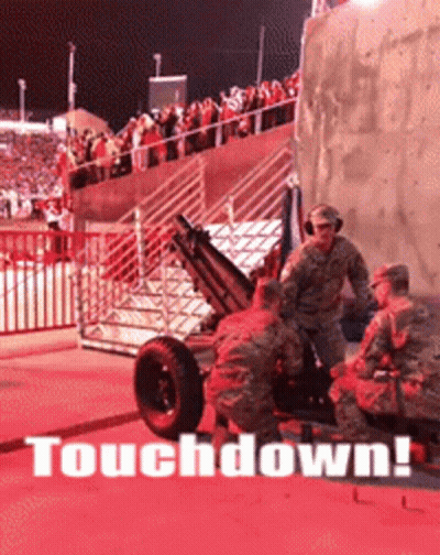 Soldiers Working On Cannon Saying Touchdown GIF