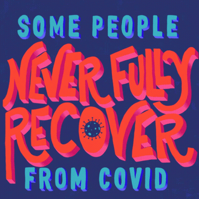 Some People Never Fully Recover From Covid Written In Colorful 3D Letters GIF