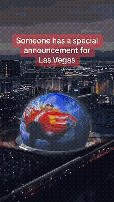 Someone Has A Special Announcement For Las Vegas On A City Background GIF