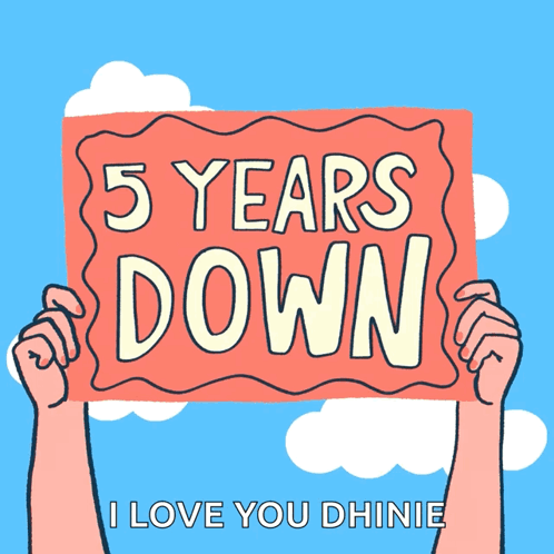 Someone Holding A Sign That Says 5 Years Down GIF