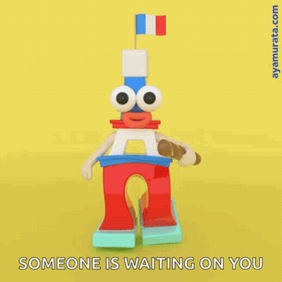 Someone Is Waiting On You With A Cartoon Character Holding A Baguette GIF