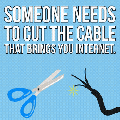 Someone Needs To Cut The Cable That Brings You Internet With Scissors GIF