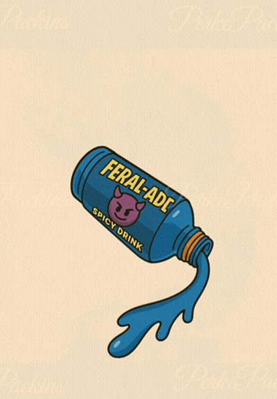 Someone 'S Been Sipping The Feral-Ade Spicy Drink From A Blue Bottle GIF