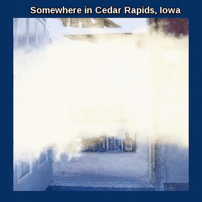 Somewhere In Cedar Rapids Iowa Is Written Above A Picture Of A Building GIF