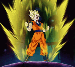 Son Goku Shouts And Release Power Over 9000 GIF