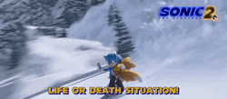 Sonic 2 Skiing Life Or Death Situations GIF