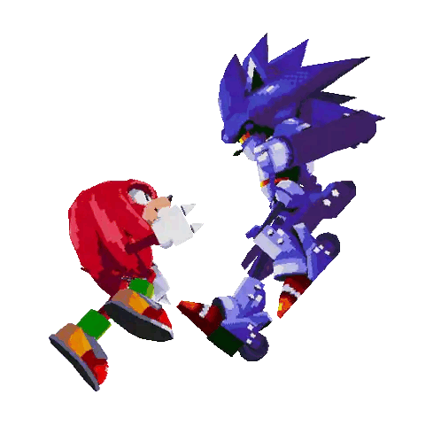 Sonic And Knuckles Fighting Pixel Art Sticker