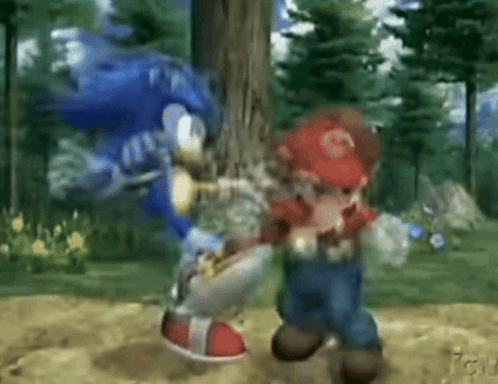 Sonic And Mario Are Playing A Video Game Together GIF