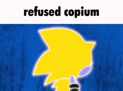 Sonic Refused Copium On Blue Background GIF