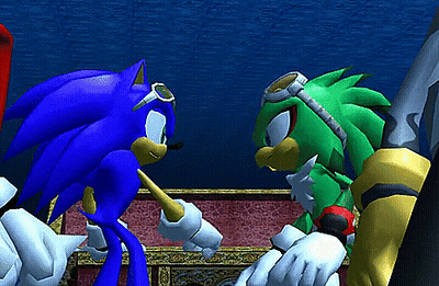 Sonic The Hedgehog And Shadow The Hedgehog Are Fighting In A Video Game . GIF