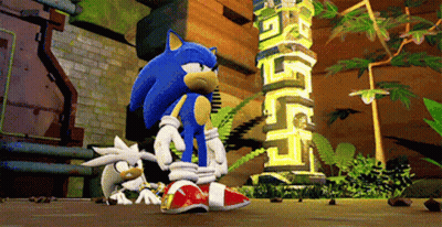 Sonic The Hedgehog And Silver The Hedgehog Are Standing Next To Each Other GIF