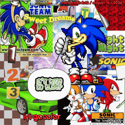 Sonic The Hedgehog Collage Saying Let's Go To Sleep GIF
