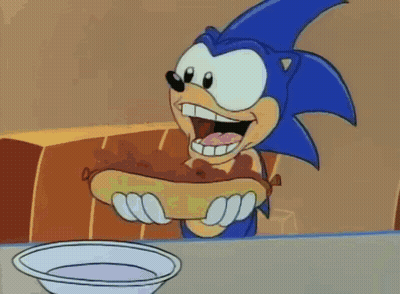 Sonic The Hedgehog Eating Hot Dog GIF