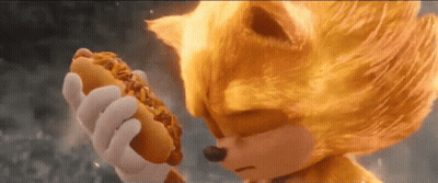 Sonic The Hedgehog Holding Hot Dog With Ketchup And Mustard GIF